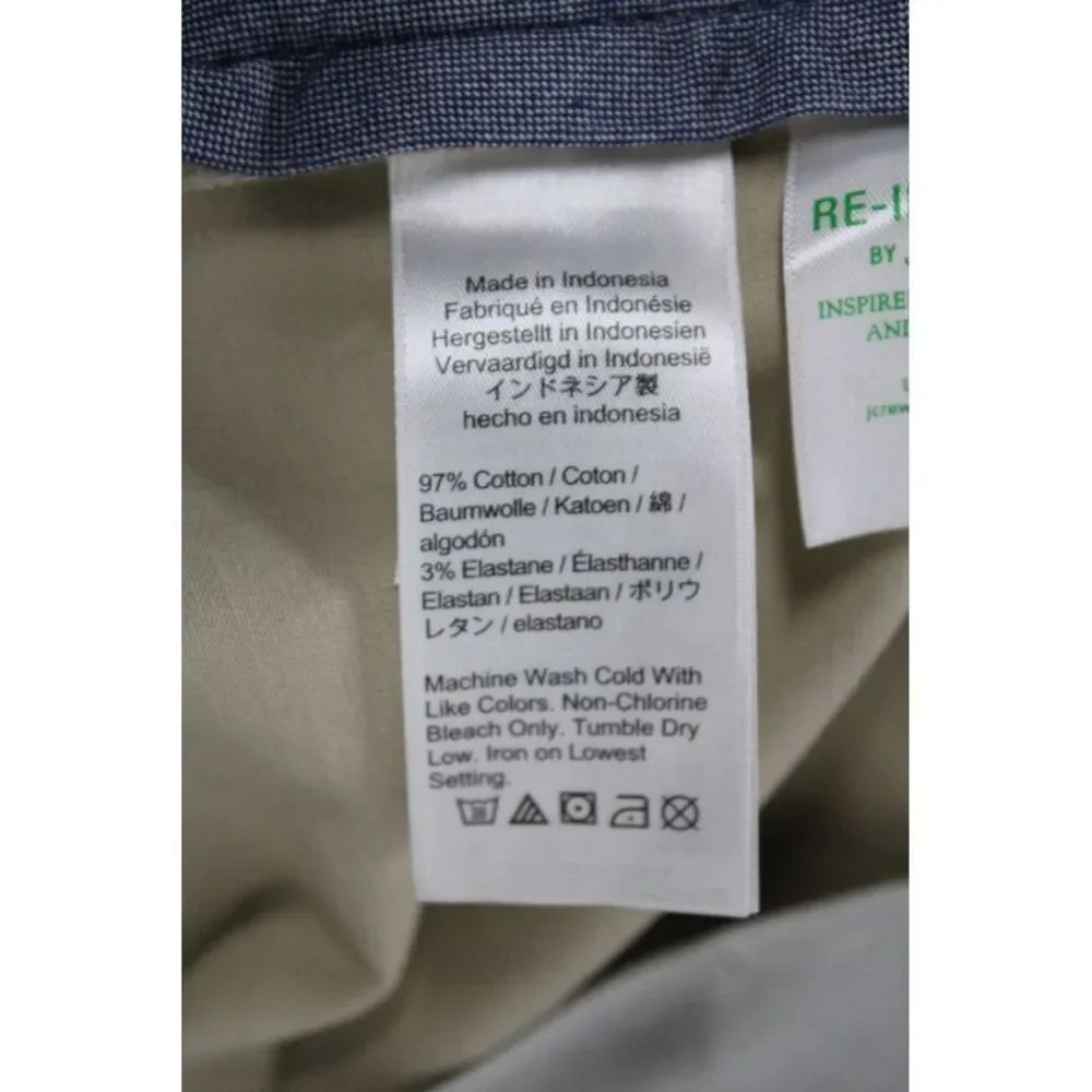 J Crew Mens Chino Pants Beige 97% Cotton Size 38